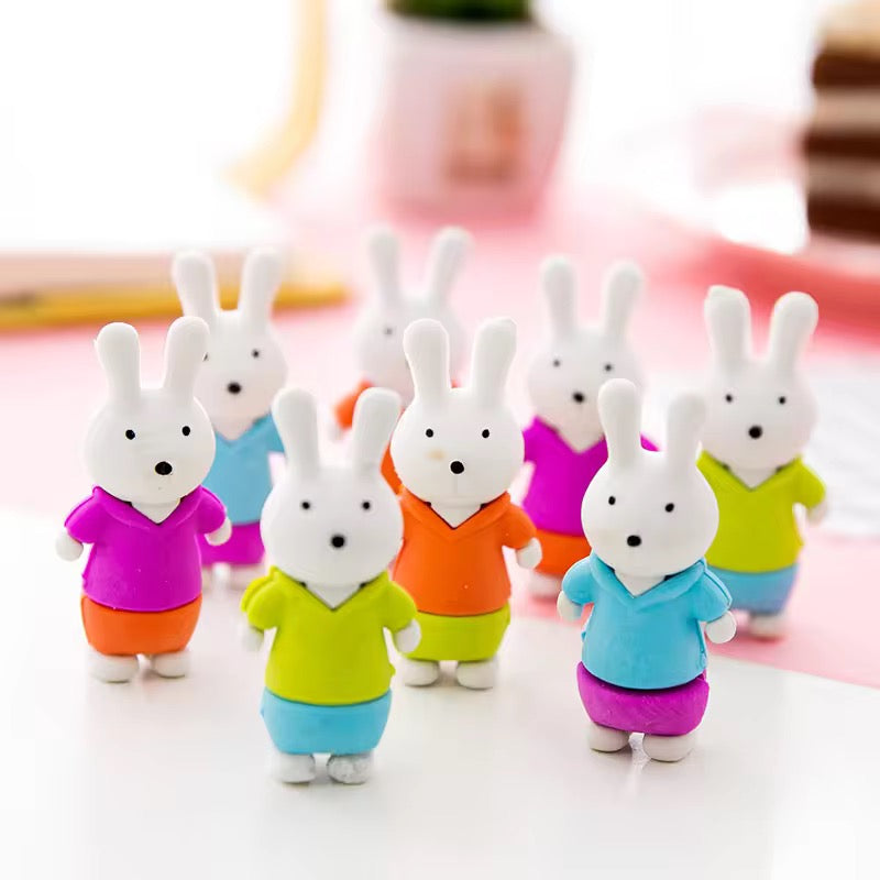 3D Cartoon Bunny Eraser Set for Kids (Assorted Outfits)