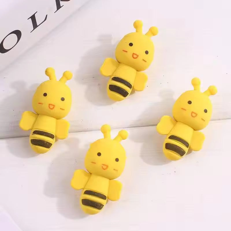 3D Cartoon Honey Bee Eraser Set for Kids (Assorted Faces)