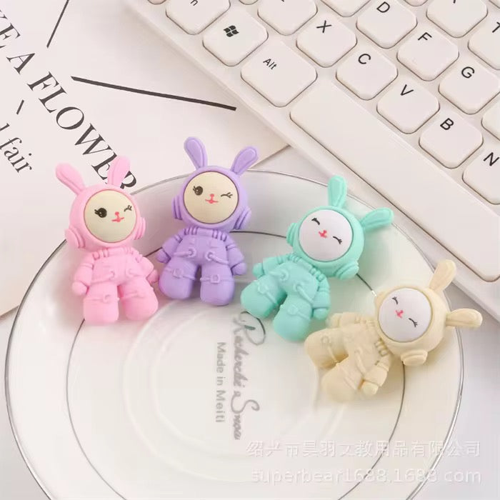 3D Cartoon Bunny Eraser Set for Kids (Assorted Colors)