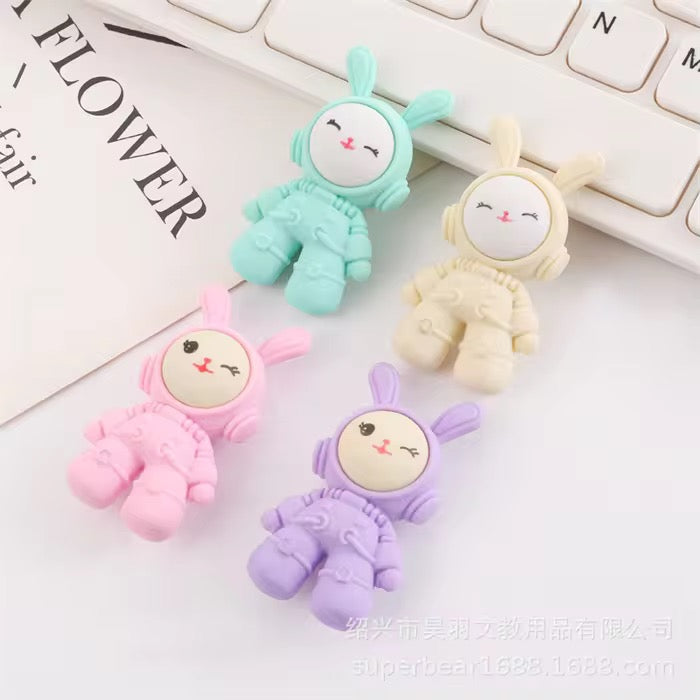 3D Cartoon Bunny Eraser Set for Kids (Assorted Colors)