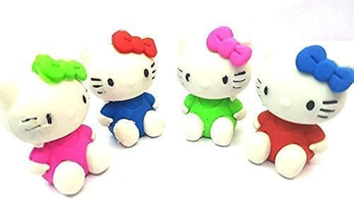 3D Cartoon Kitty Eraser Set for Kids (Assorted Colors)